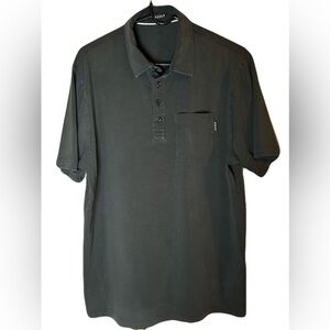Asher Golf Polo Shirt Pocket Charcoal Gray Black Mens L Soft Casual Activewear